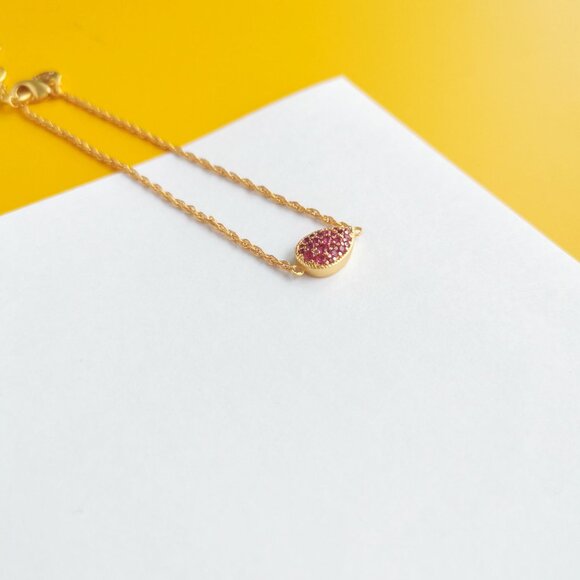 Pavé Teardrop Gold Pink Tourmaline Bracelet by Julie Vos - Picture 2 of 3